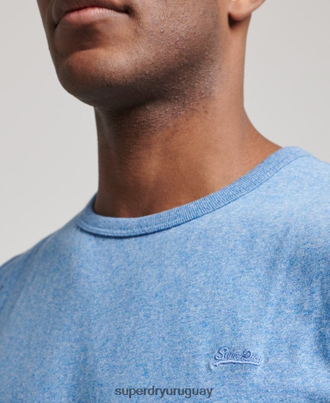 uy Superdry hombres camiseta sin mangas de algodón orgánico con logo vintage bordado azul DT2N8Z1451 ropa