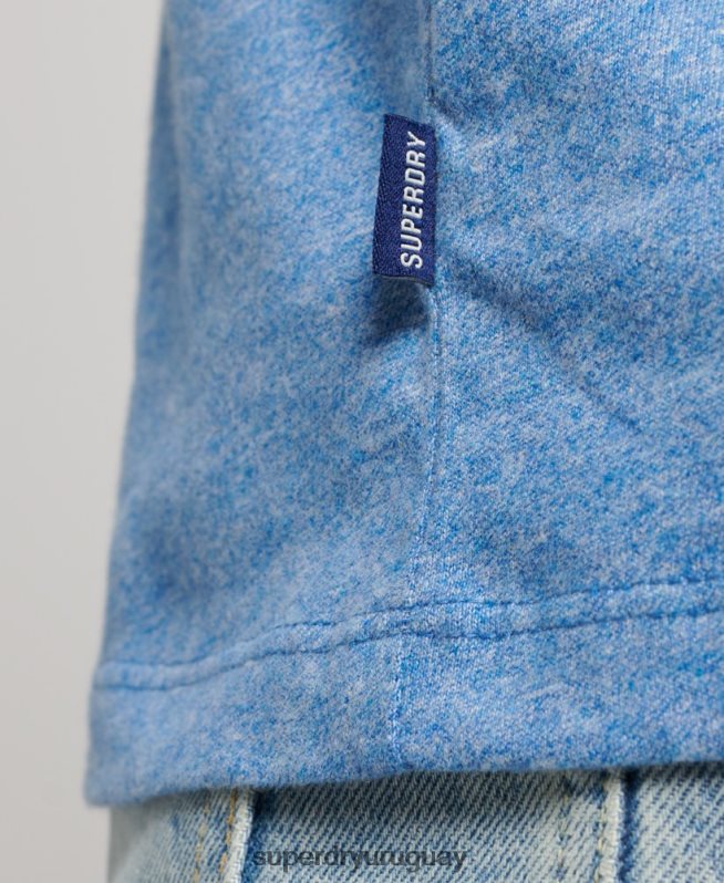 uy Superdry hombres camiseta sin mangas de algodón orgánico con logo vintage bordado azul DT2N8Z1451 ropa