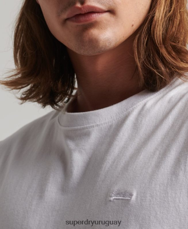 uy Superdry hombres camiseta sin mangas de algodón orgánico con logo vintage bordado blanco DT2N8Z1455 ropa