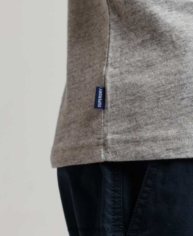 uy Superdry hombres camiseta sin mangas de algodón orgánico con logo vintage bordado gris DT2N8Z1447 ropa
