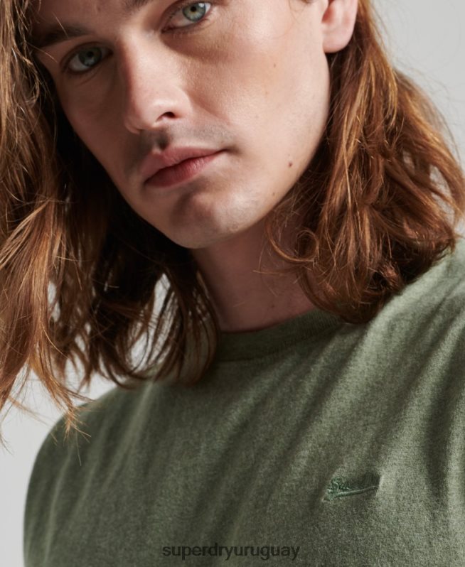 uy Superdry hombres camiseta sin mangas de algodón orgánico con logo vintage bordado verde DT2N8Z1449 ropa