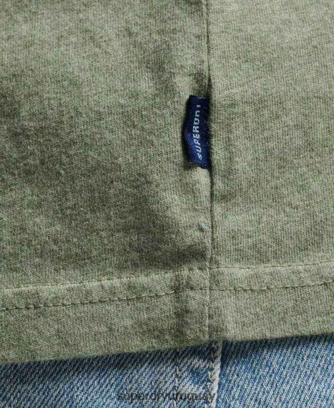 uy Superdry hombres camiseta sin mangas de algodón orgánico con logo vintage bordado verde DT2N8Z1449 ropa