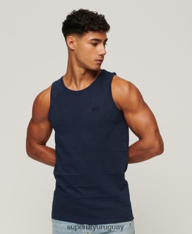 uy Superdry hombres camiseta sin mangas de algodón orgánico con textura vintage Armada DT2N8Z107 ropa