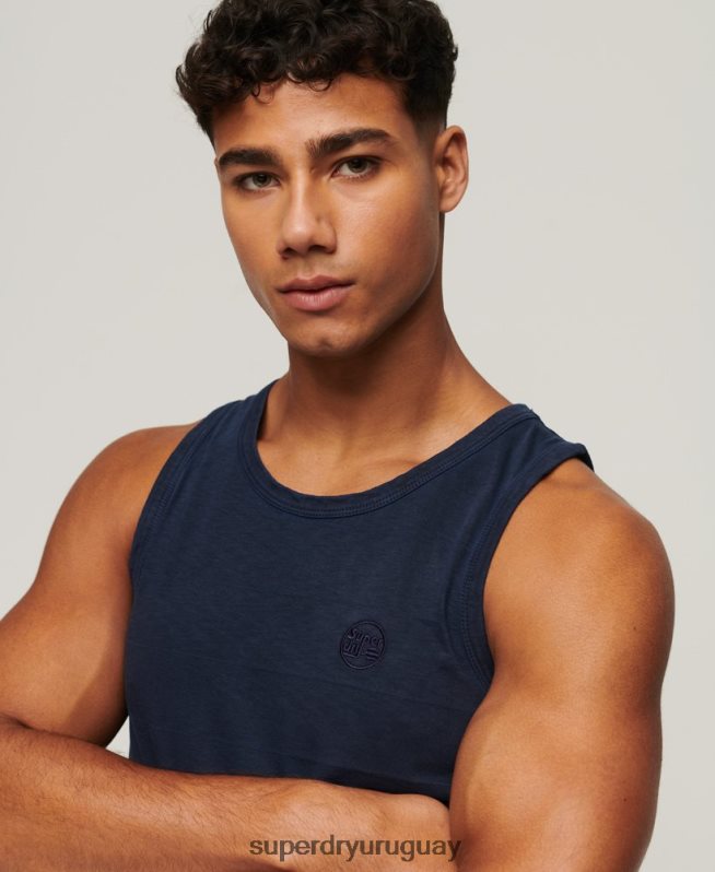 uy Superdry hombres camiseta sin mangas de algodón orgánico con textura vintage Armada DT2N8Z107 ropa