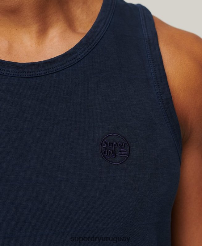 uy Superdry hombres camiseta sin mangas de algodón orgánico con textura vintage Armada DT2N8Z107 ropa