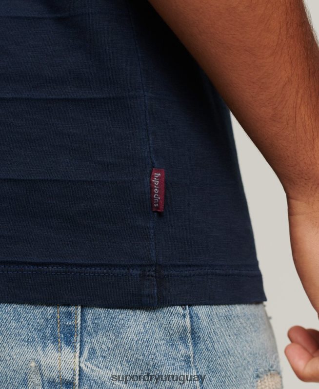 uy Superdry hombres camiseta sin mangas de algodón orgánico con textura vintage Armada DT2N8Z107 ropa
