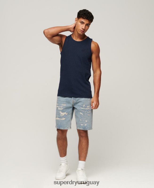 uy Superdry hombres camiseta sin mangas de algodón orgánico con textura vintage Armada DT2N8Z107 ropa