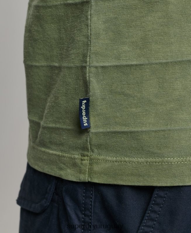 uy Superdry hombres camiseta sin mangas de algodón orgánico con textura vintage caqui DT2N8Z44 ropa