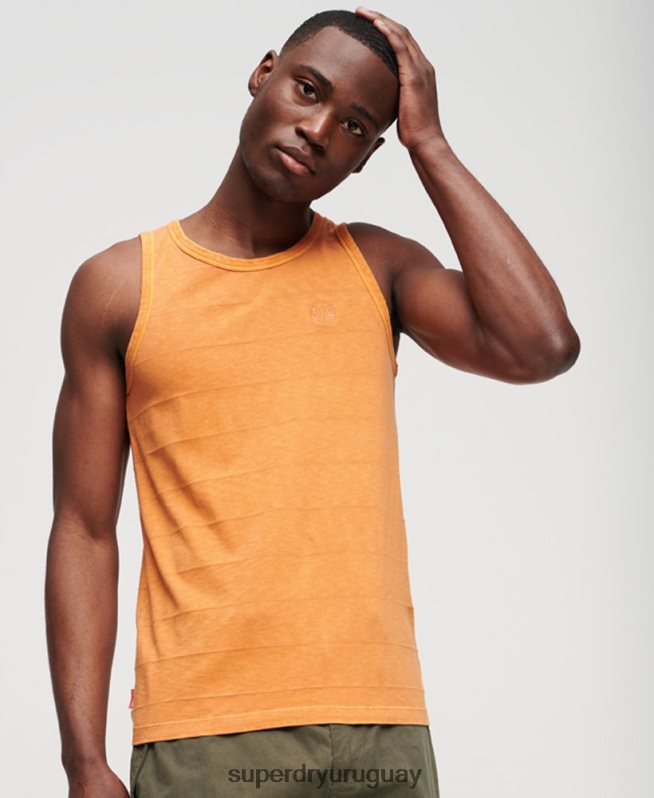 uy Superdry hombres camiseta sin mangas de algodón orgánico con textura vintage naranja DT2N8Z11 ropa
