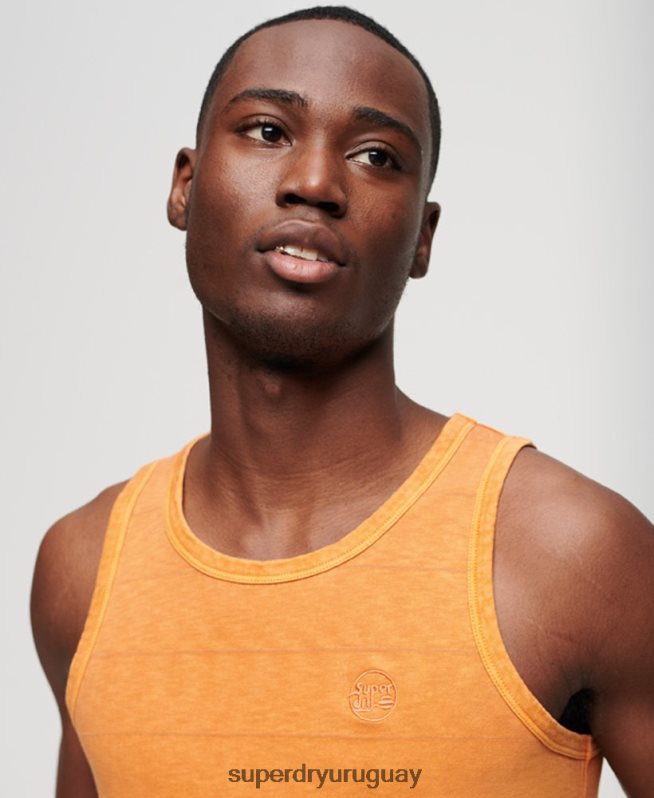 uy Superdry hombres camiseta sin mangas de algodón orgánico con textura vintage naranja DT2N8Z11 ropa