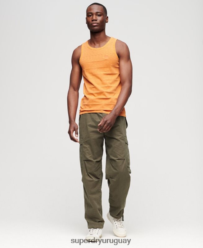 uy Superdry hombres camiseta sin mangas de algodón orgánico con textura vintage naranja DT2N8Z11 ropa