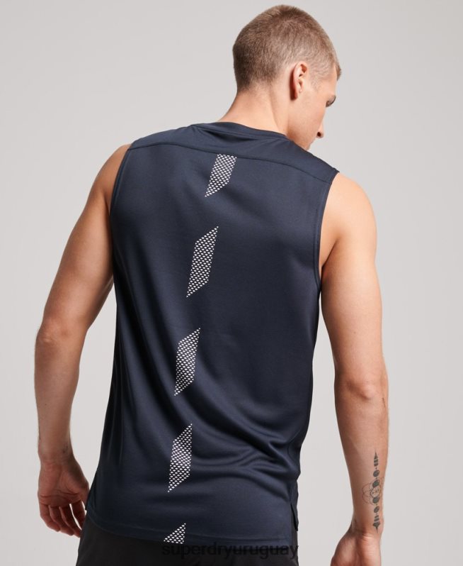uy Superdry hombres chaleco activo Armada DT2N8Z1405 ropa