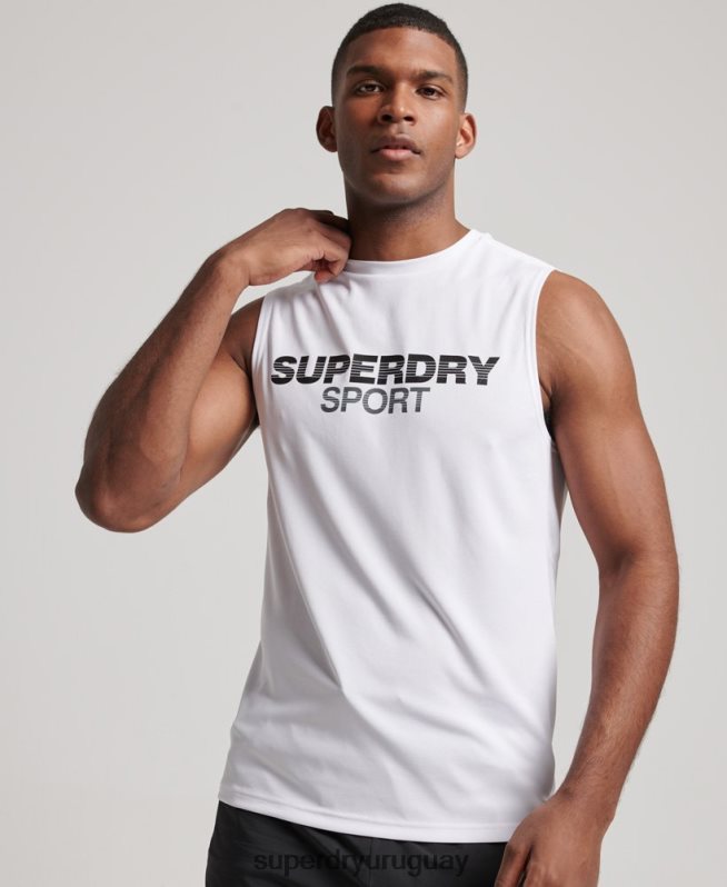 uy Superdry hombres chaleco activo blanco DT2N8Z1418 ropa