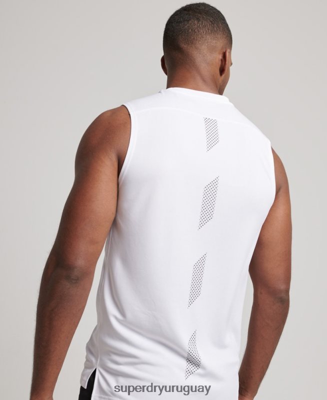 uy Superdry hombres chaleco activo blanco DT2N8Z1418 ropa