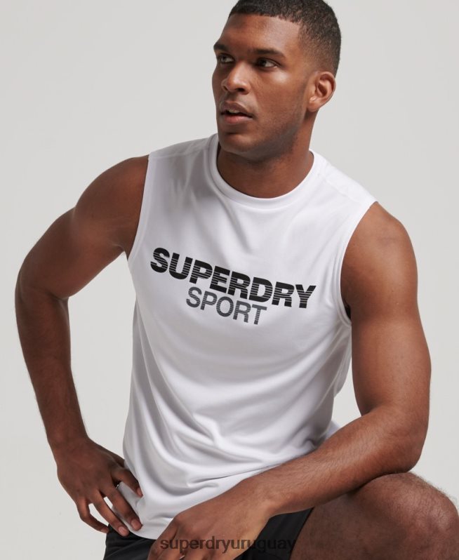 uy Superdry hombres chaleco activo blanco DT2N8Z1418 ropa