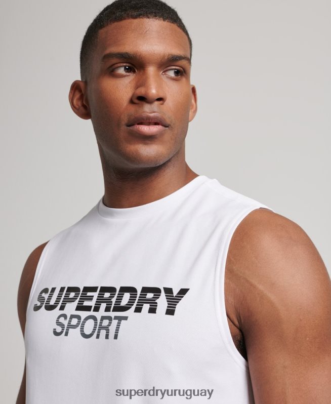 uy Superdry hombres chaleco activo blanco DT2N8Z1418 ropa