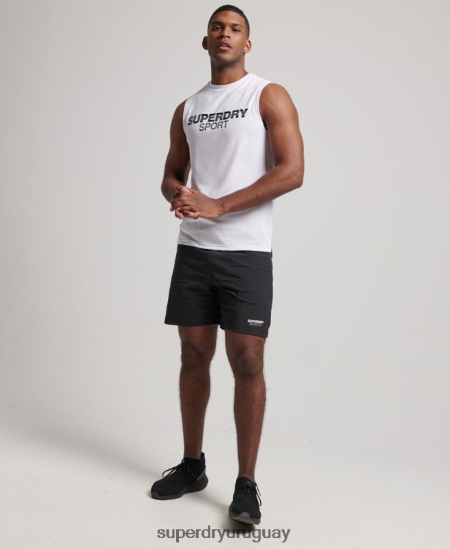 uy Superdry hombres chaleco activo blanco DT2N8Z1418 ropa