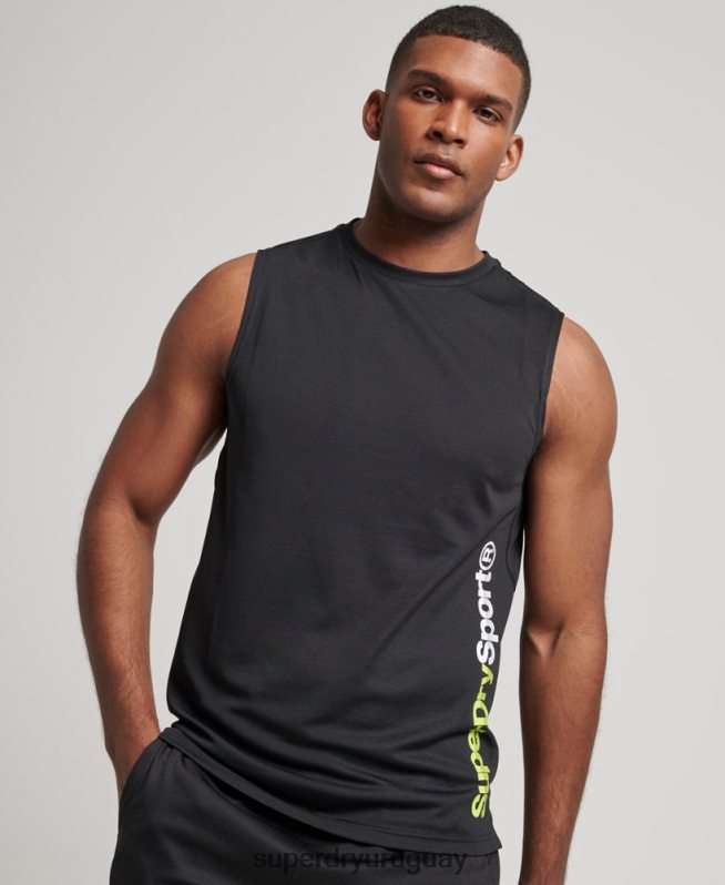 uy Superdry hombres chaleco activo negro DT2N8Z1426 ropa