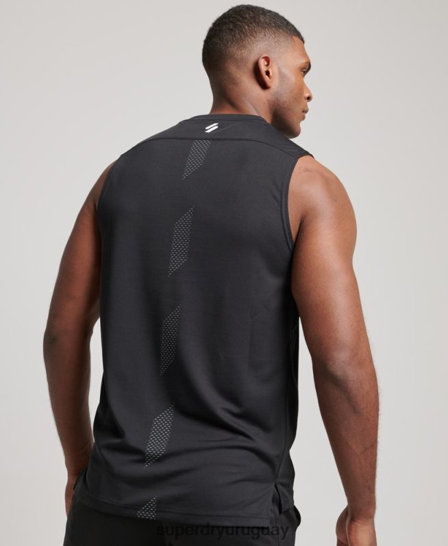 uy Superdry hombres chaleco activo negro DT2N8Z1426 ropa