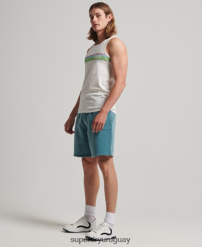 uy Superdry hombres chaleco cali con logo vintage blanco DT2N8Z1491 ropa