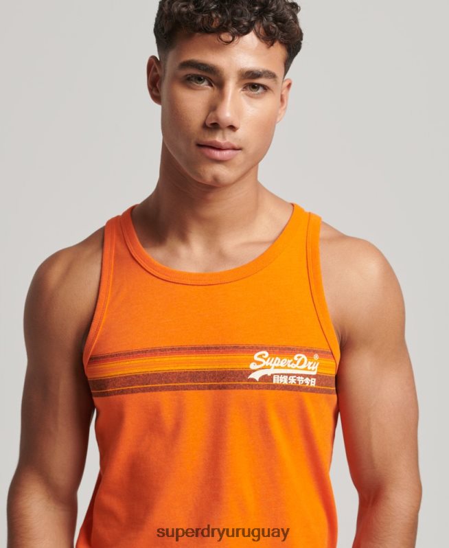 uy Superdry hombres chaleco cali con logo vintage naranja DT2N8Z1454 ropa