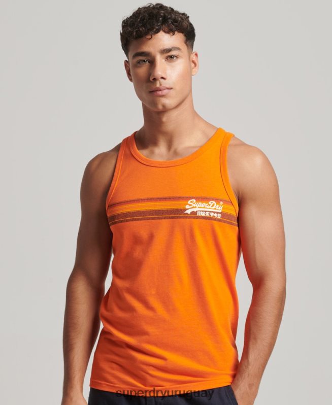 uy Superdry hombres chaleco cali con logo vintage naranja DT2N8Z1454 ropa