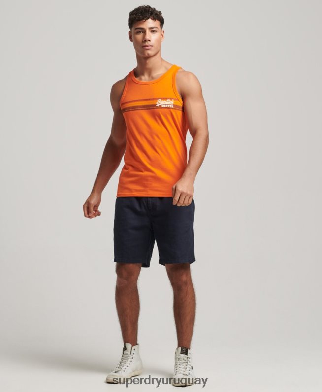 uy Superdry hombres chaleco cali con logo vintage naranja DT2N8Z1454 ropa