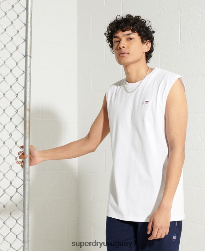 uy Superdry hombres chaleco colectivo extragrande de algodón orgánico blanco DT2N8Z6497 ropa