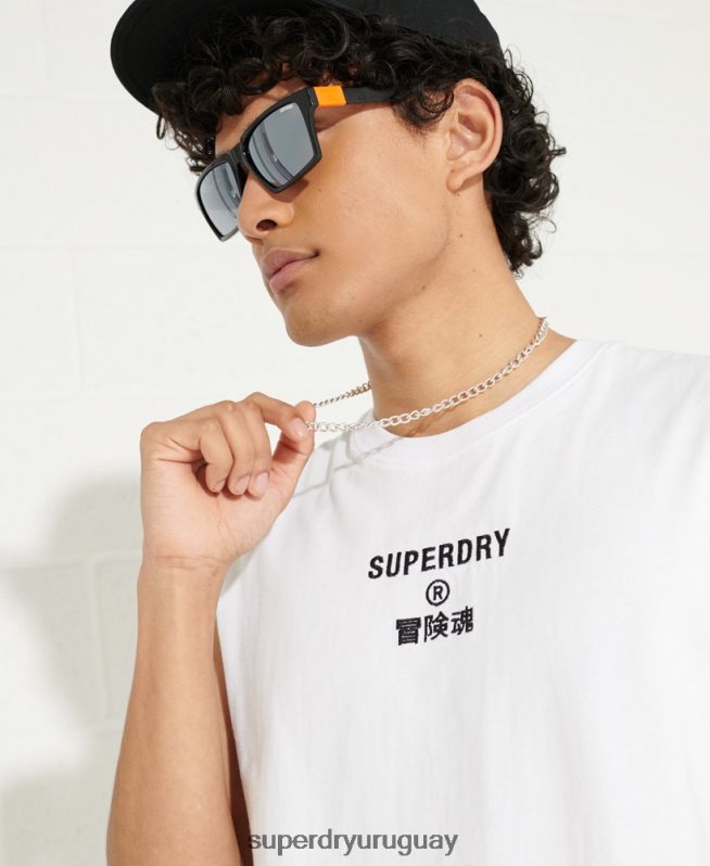 uy Superdry hombres chaleco con logo corporativo blanco DT2N8Z1589 ropa