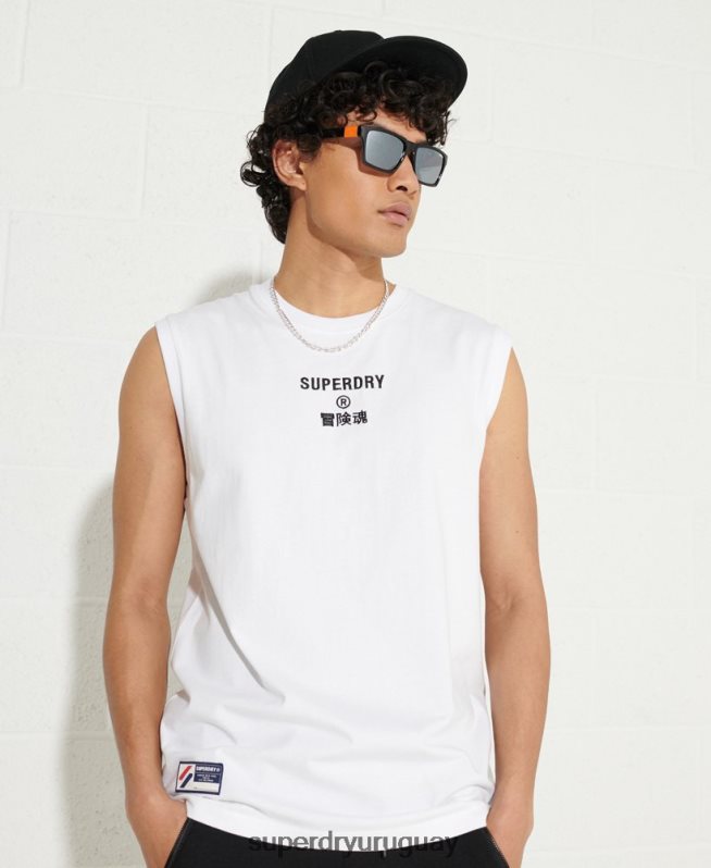 uy Superdry hombres chaleco con logo corporativo blanco DT2N8Z1589 ropa