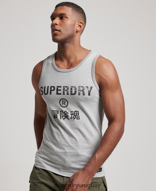 uy Superdry hombres chaleco vintage con logo corporativo gris DT2N8Z1446 ropa