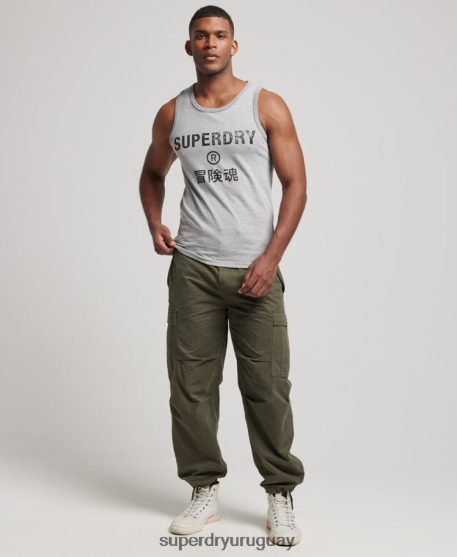 uy Superdry hombres chaleco vintage con logo corporativo gris DT2N8Z1446 ropa