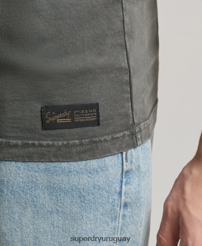 uy Superdry hombres chaleco vintage con logo corporativo gris oscuro DT2N8Z1524 ropa