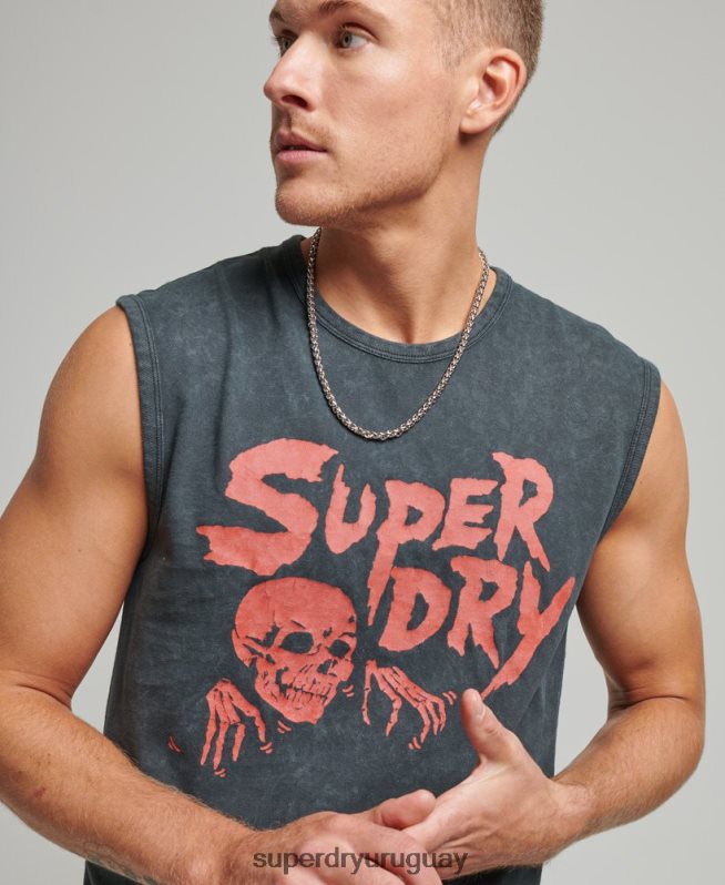 uy Superdry hombres chaleco vintage de volante de baja fidelidad negro DT2N8Z9 ropa