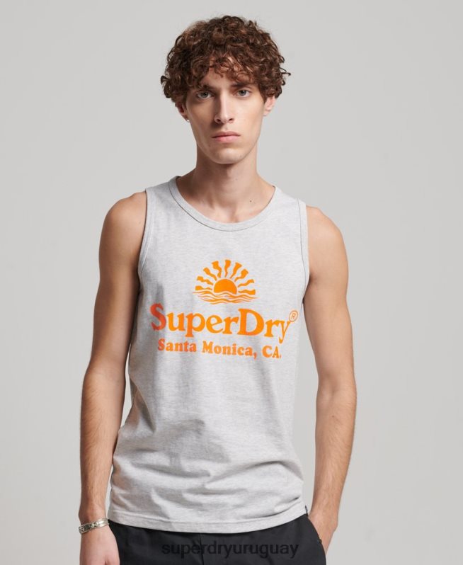 uy Superdry hombres chaleco vintage neon gris claro DT2N8Z1473 ropa