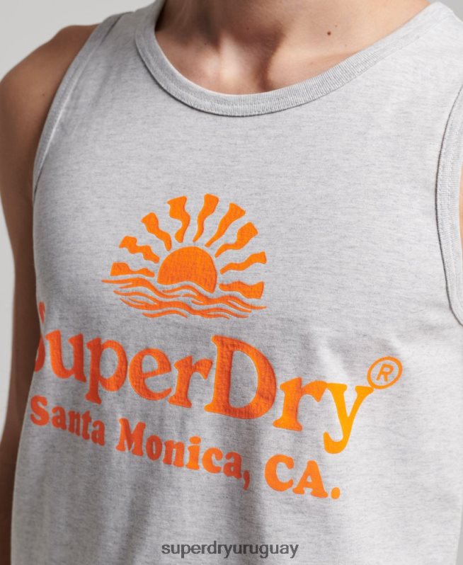 uy Superdry hombres chaleco vintage neon gris claro DT2N8Z1473 ropa
