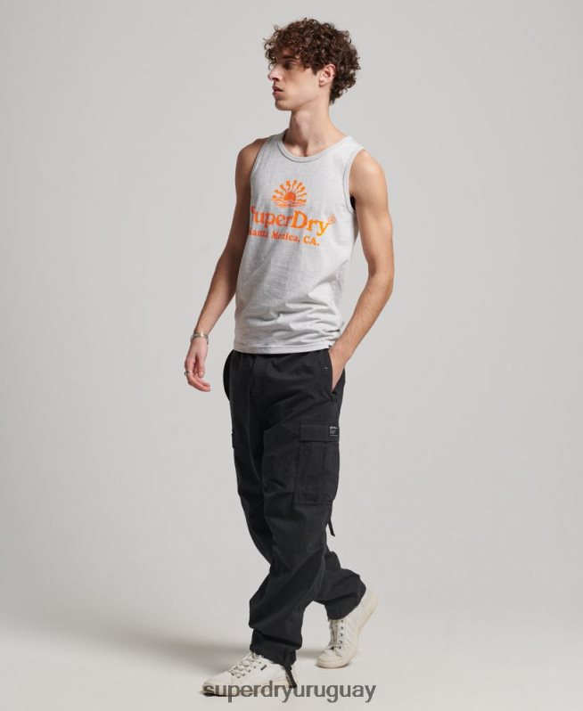 uy Superdry hombres chaleco vintage neon gris claro DT2N8Z1473 ropa