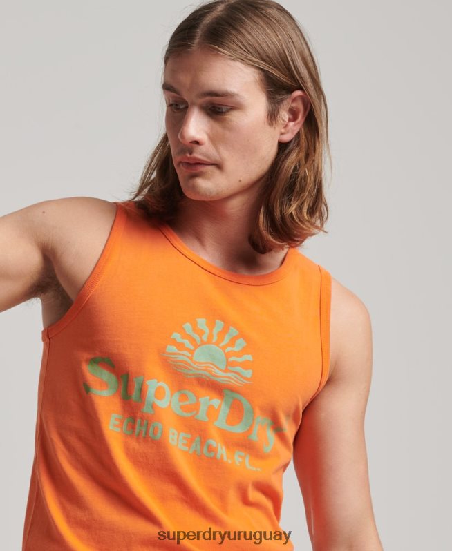 uy Superdry hombres chaleco vintage neon naranja DT2N8Z1501 ropa