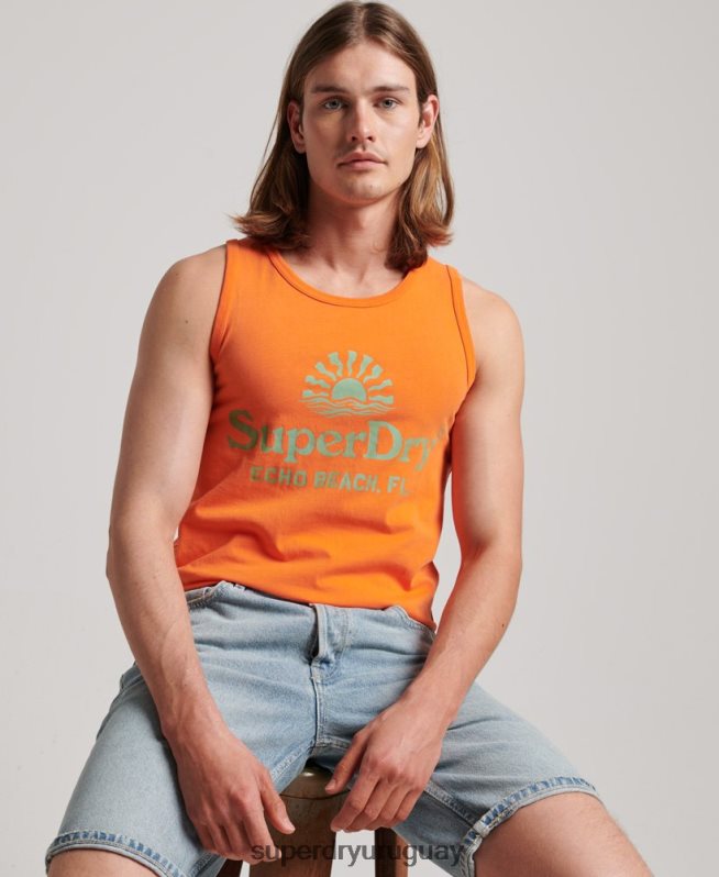 uy Superdry hombres chaleco vintage neon naranja DT2N8Z1501 ropa