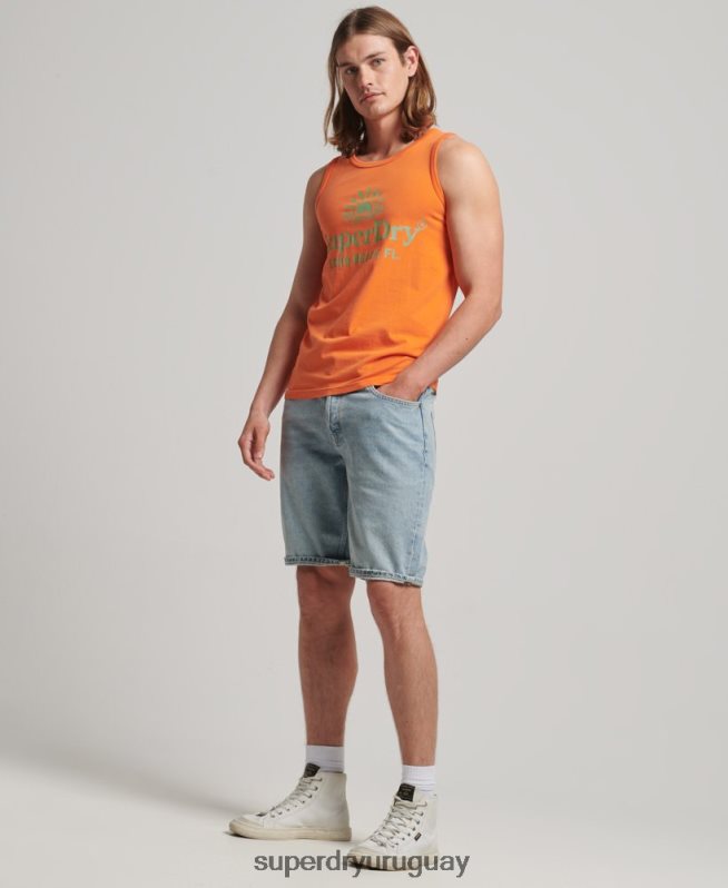 uy Superdry hombres chaleco vintage neon naranja DT2N8Z1501 ropa