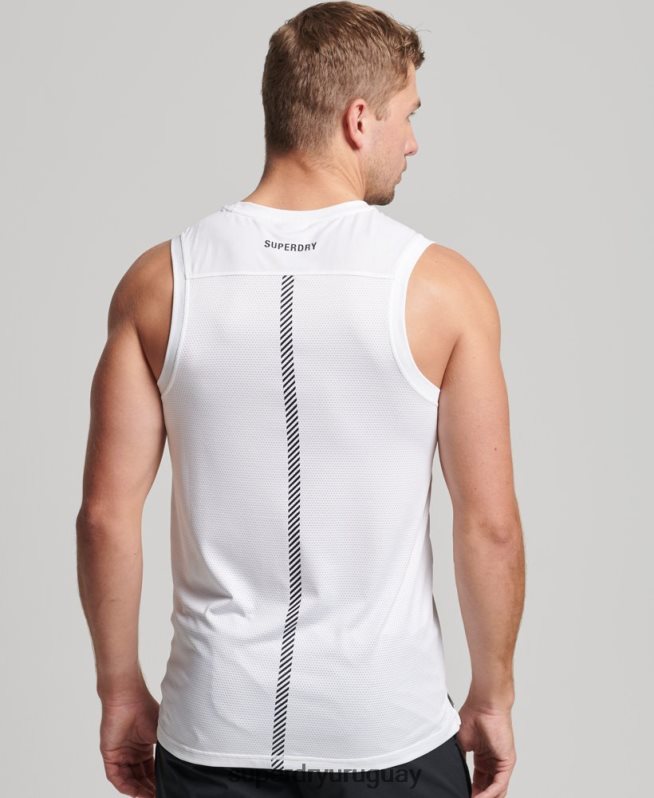 uy Superdry hombres correr chaleco blanco DT2N8Z5397 ropa