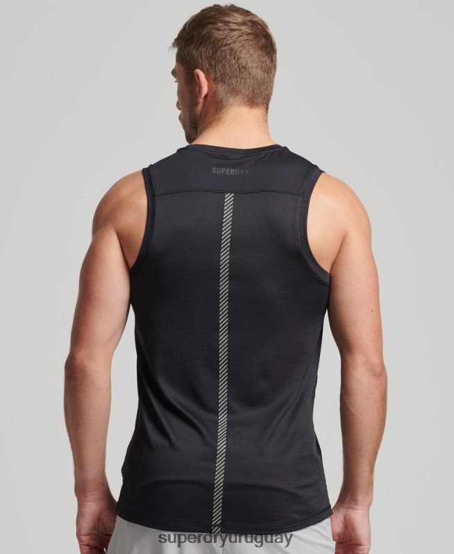 uy Superdry hombres correr chaleco negro DT2N8Z5396 ropa