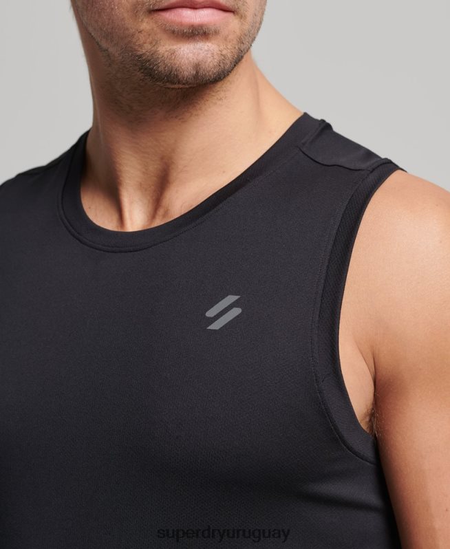 uy Superdry hombres correr chaleco negro DT2N8Z5396 ropa