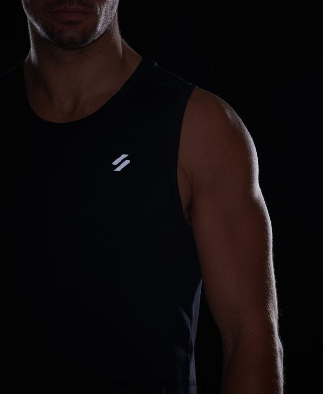 uy Superdry hombres correr chaleco negro DT2N8Z5396 ropa