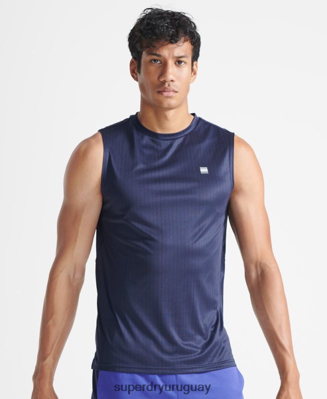 uy Superdry hombres entrenar chaleco activo azul oscuro DT2N8Z5398 ropa