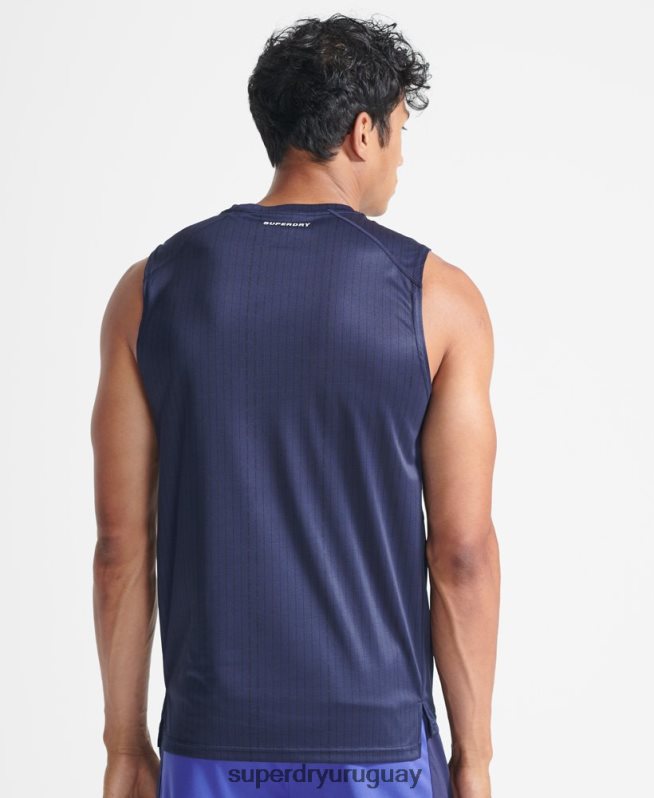 uy Superdry hombres entrenar chaleco activo azul oscuro DT2N8Z5398 ropa