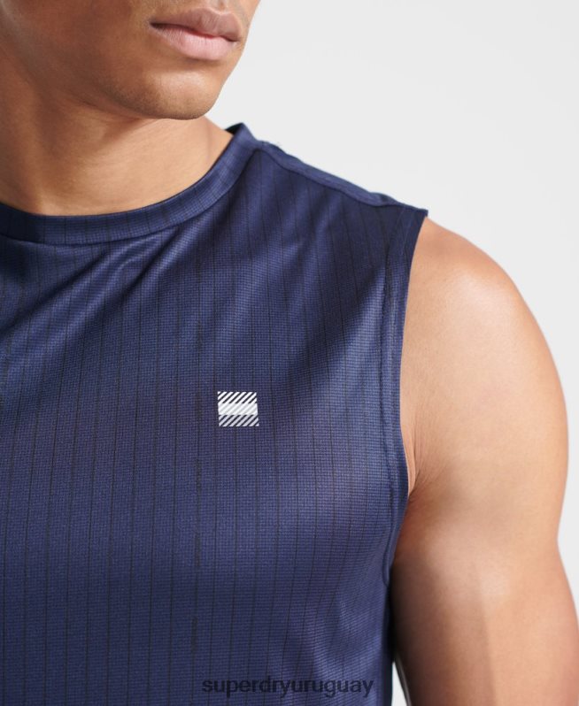 uy Superdry hombres entrenar chaleco activo azul oscuro DT2N8Z5398 ropa