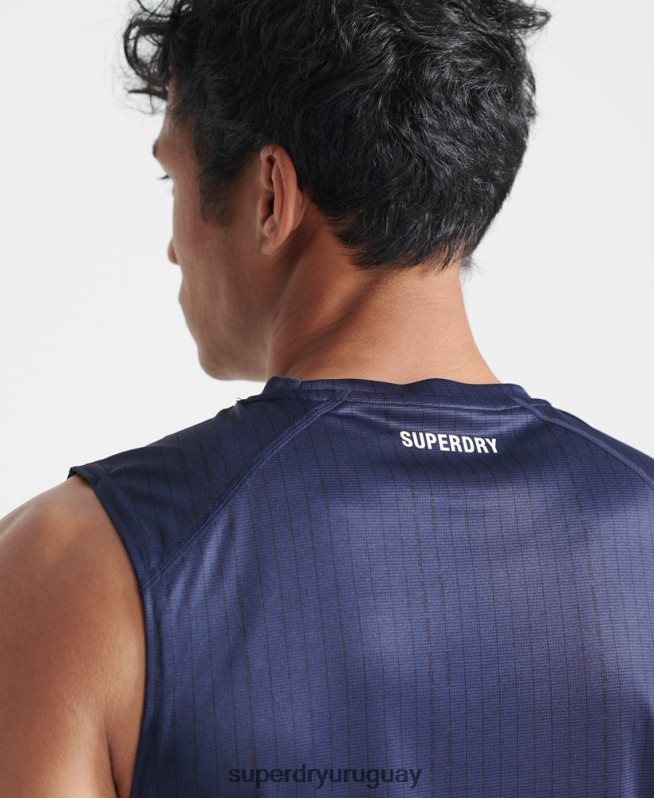 uy Superdry hombres entrenar chaleco activo azul oscuro DT2N8Z5398 ropa