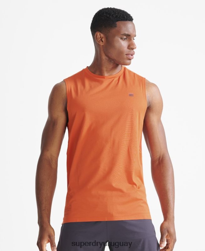 uy Superdry hombres parte superior del chaleco de tren naranja DT2N8Z5390 ropa