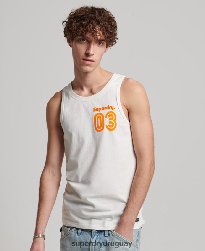 uy Superdry hombres top de tirantes clásico terreno vintage blanco DT2N8Z1526 ropa